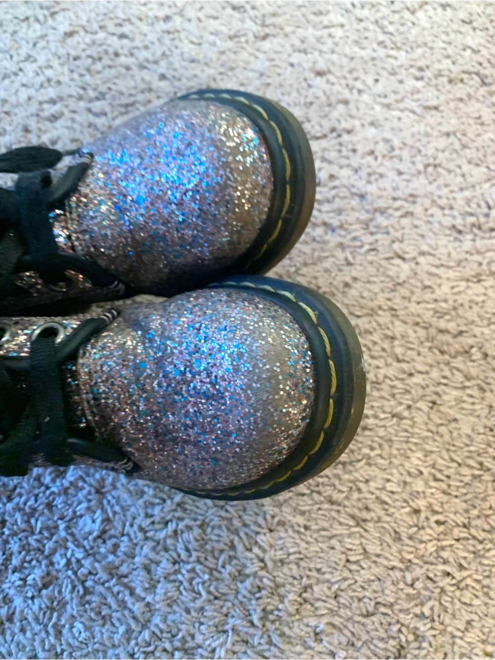 Dr. Martens 1460 Farrah Multi-Blue Glitter Lace-Up Ankle Boots - Picture 11 of 16